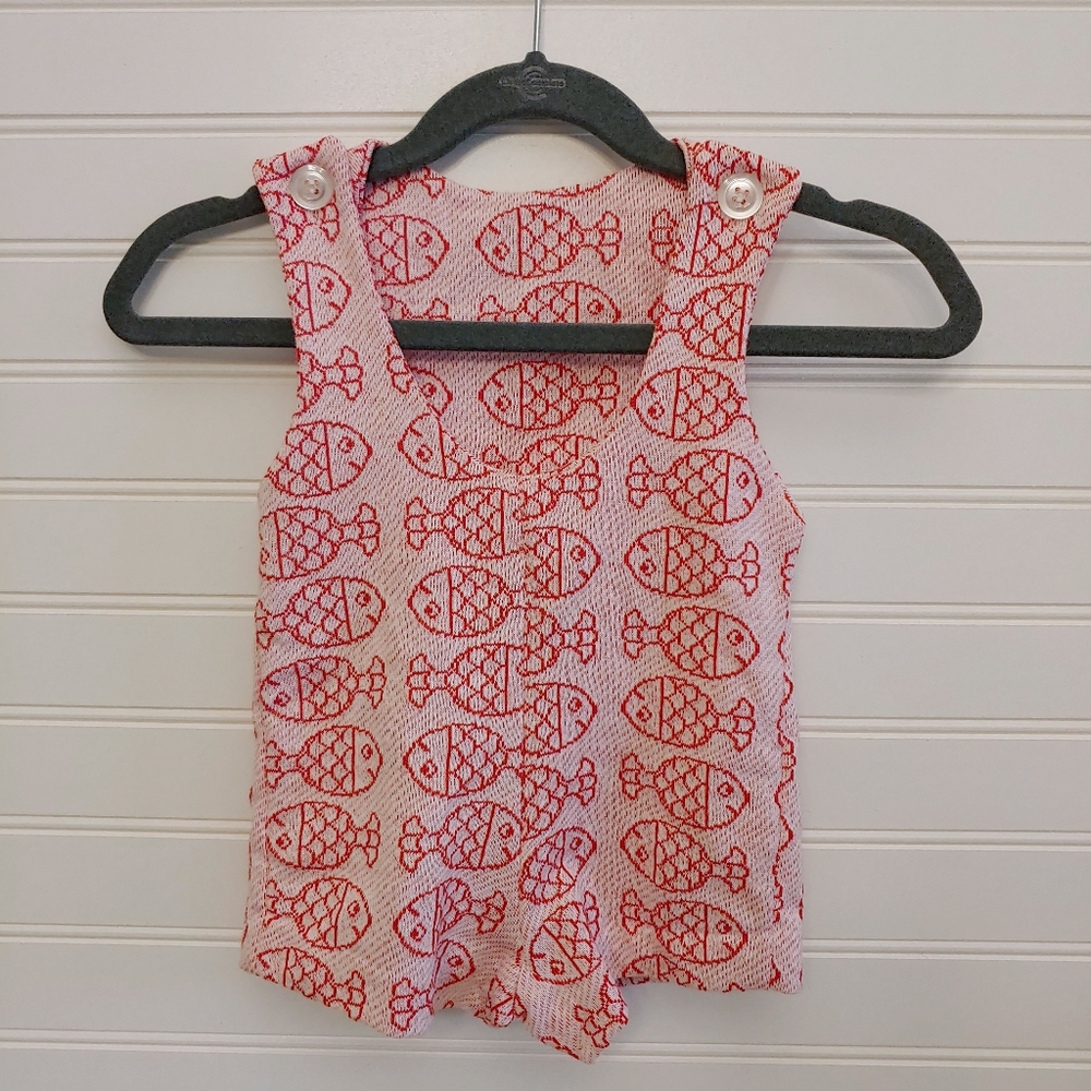 Vintage Baby Girl 6 Months Romper Fish One Piece